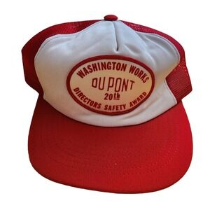 Washington Works Dupoint Patch Mesh Snapback Factory Hat Red White 20th Award